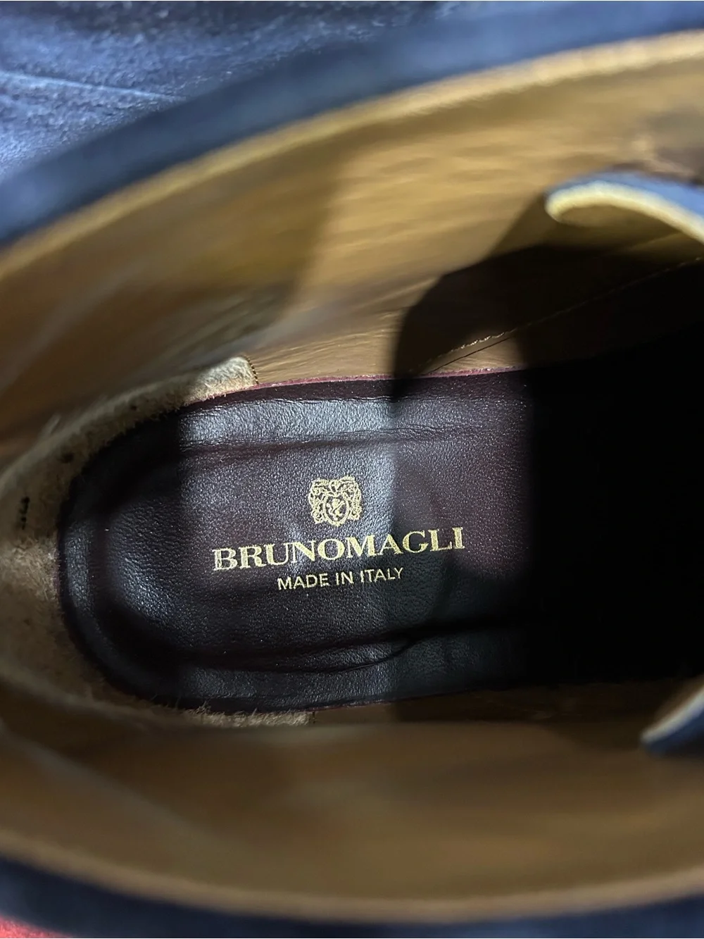 Brunomagli Italian Men's Suede Chukka Boots in Navy Blue